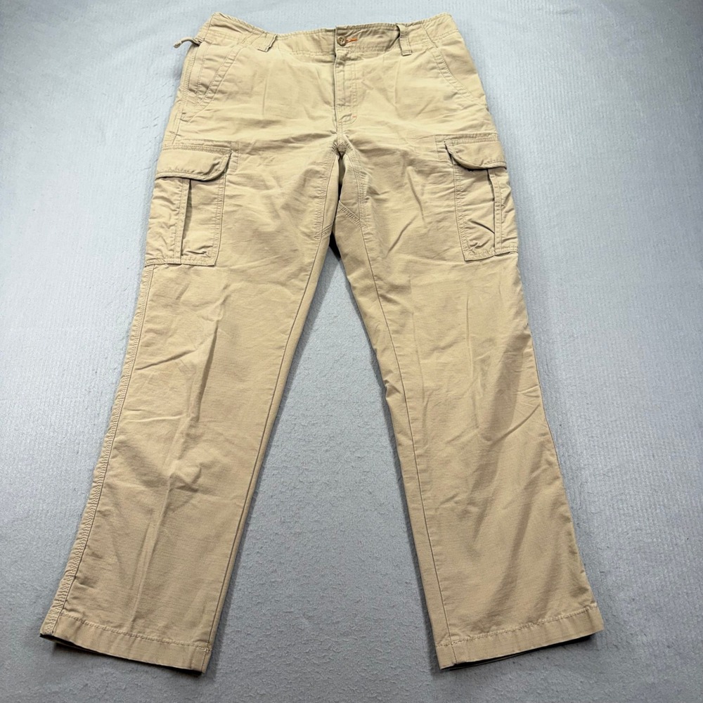 LL Bean Cargo Pants Mens 34x32 Khaki Natural Fit Ripstop Cotton 503739